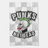 Punks Not Dead Skull Mohawk Punk Rock Rocker Geschirrtuch (Vertikal)