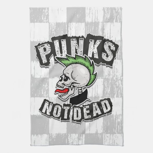 Punks Not Dead Skull Mohawk Punk Rock Rocker Geschirrtuch (Vertikal)