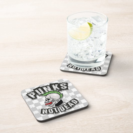 Punks Not Dead Skull Mohawk Punk Rock Rocker Getränkeuntersetzer (Rechte Seite)
