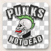 Punks Not Dead Skull Mohawk Punk Rock Rocker Getränkeuntersetzer (Vorderseite)