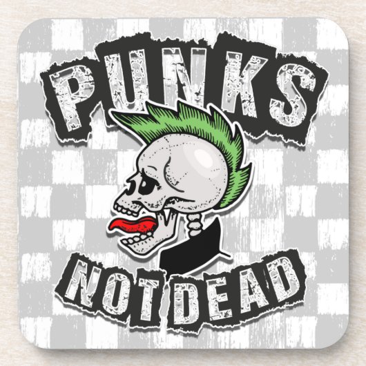 Punks Not Dead Skull Mohawk Punk Rock Rocker Getränkeuntersetzer (Vorderseite)