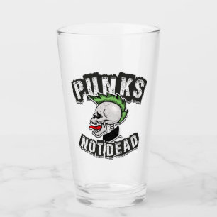 Punks Not Dead Skull Mohawk Punk Rock Rocker Glas