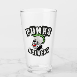 Punks Not Dead Skull Mohawk Punk Rock Rocker Glas