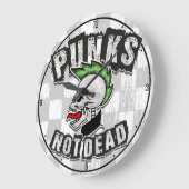 Punks Not Dead Skull Mohawk Punk Rock Rocker Große Wanduhr (Winkel)