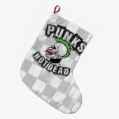 Punks Not Dead Skull Mohawk Punk Rock Rocker Großer Weihnachtsstrumpf (Vorderansicht (hängend))