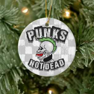 Punks Not Dead Skull Mohawk Punk Rock Rocker Keramik Ornament