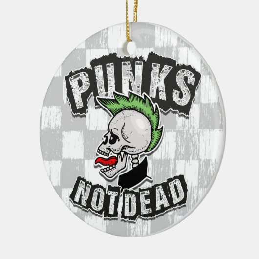Punks Not Dead Skull Mohawk Punk Rock Rocker Keramik Ornament (Links)