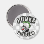 Punks Not Dead Skull Mohawk Punk Rock Rocker Magnet (Vorderseite/Rückseite)