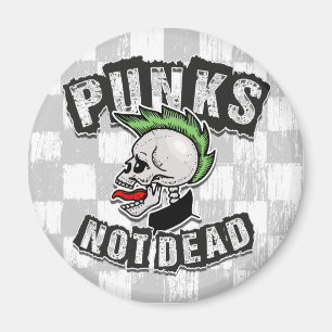 Punks Not Dead Skull Mohawk Punk Rock Rocker Magnet