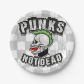Punks Not Dead Skull Mohawk Punk Rock Rocker Pappteller (Vorderseite)