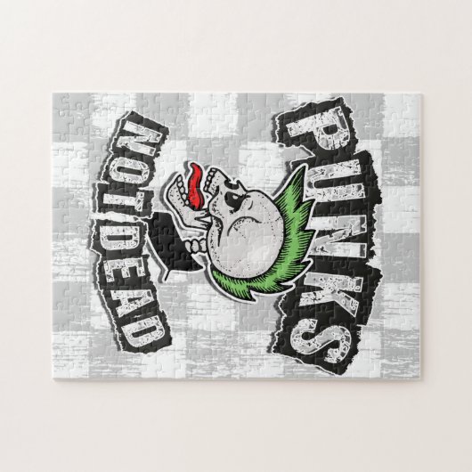 Punks Not Dead Skull Mohawk Punk Rock Rocker Puzzle (Horizontal)