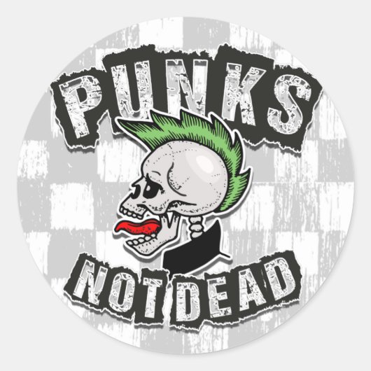 Punks Not Dead Skull Mohawk Punk Rock Rocker Runder Aufkleber (Vorderseite)