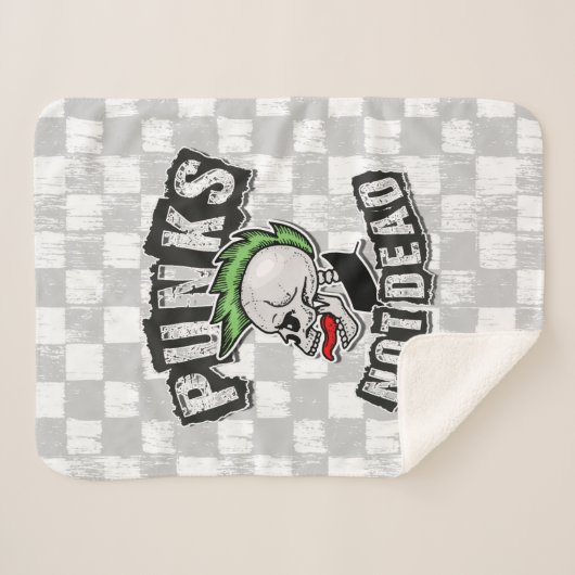 Punks Not Dead Skull Mohawk Punk Rock Rocker Sherpadecke (Vorderseite (Horizontal))