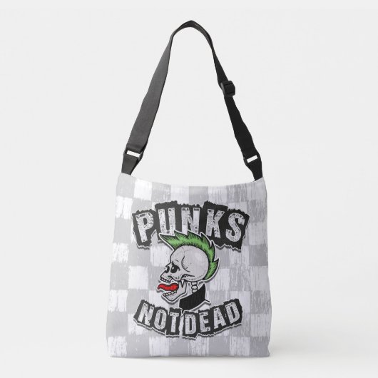 Punks Not Dead Skull Mohawk Punk Rock Rocker Tragetaschen Mit Langen Trägern (Vorderseite)