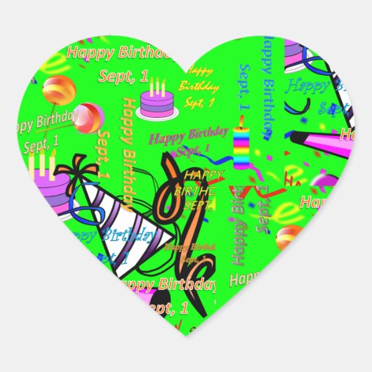 Punkt, 1 Kindergeburtstag Herz-Aufkleber (Vorderseite)