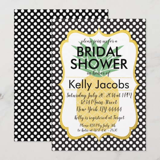 Punkt Ananas Brautdusche Einladung (Vorne/Hinten)