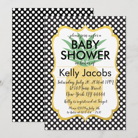 Punkt Ananas Kinderdusche Einladung (Vorne/Hinten)