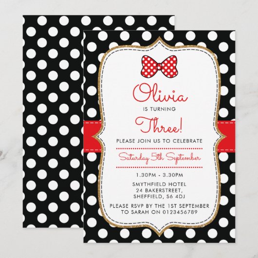 Punkt-Geburtstagsfeier Einladung (Vorne/Hinten)