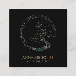 Punkt-Kunst Enso Kreis-Bonsais-Baum-Marmor und Quadratische Visitenkarte