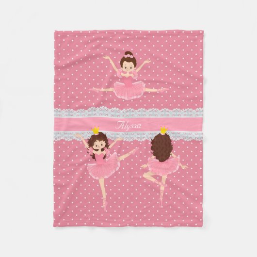 Punkt Lace Pink Ballerina Pattern Kinder Fleecedecke (Vorderseite)