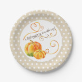 Punkt Little Pumpkin Fall Babydusche Pappteller (Vorderseite)
