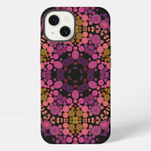 Punkt-Mandala-Blume Rosa Gelb und Schwarz iPhone 13 Hülle