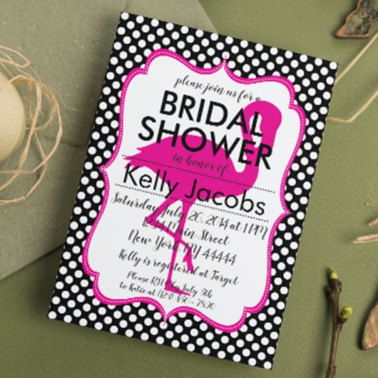 Punkt Pink Flamingo Bridal Dusche Einladung