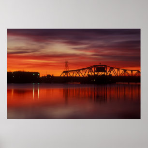 Punkt-Straßen-Brücken-Sonnenaufgang Poster