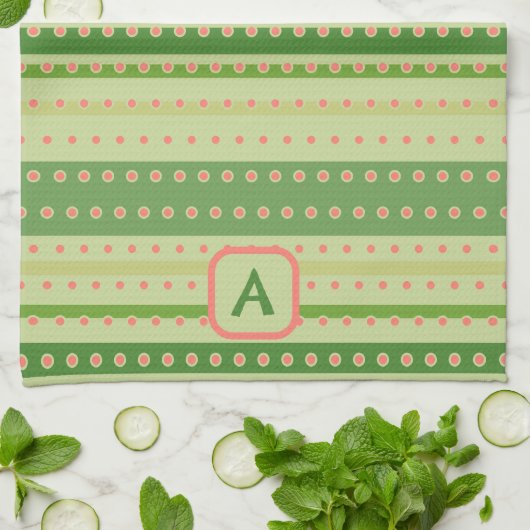 Punkt Stripe Custom Initial Stylish Geschirrtuch (Gefaltet)