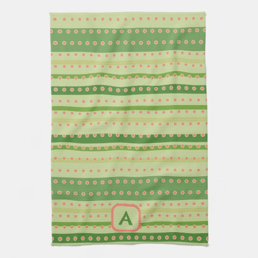 Punkt Stripe Custom Initial Stylish Geschirrtuch (Vertikal)