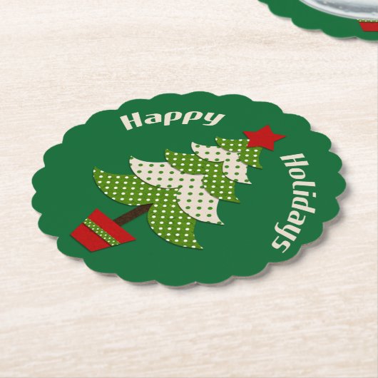 Punkt Weihnachtsbaum Green Untersetzer (angewinkelt)