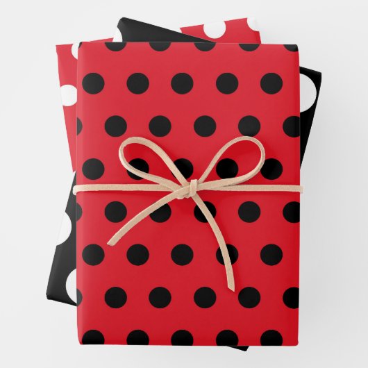 Punkt Wrapping Papers - Rote und Schwarze Punkte Geschenkpapier Set (Beispiel)