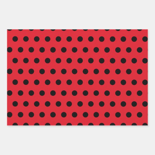 Punkt Wrapping Papers - Rote und Schwarze Punkte Geschenkpapier Set (Vorderseite)