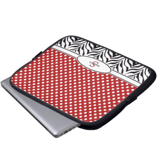 Punkt & Zebra: Monogramm-Laptop Laptopschutzhülle (Vorne Knopf)