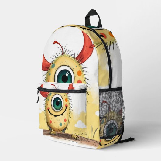 „Pünktchen das Einauge“ Bedruckter Rucksack (Rückseitige Ecke Rechts)