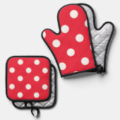 Pünktchenmuster Ofenhandschuh & Topflappen-Set (Vorderseite/Rückseite)