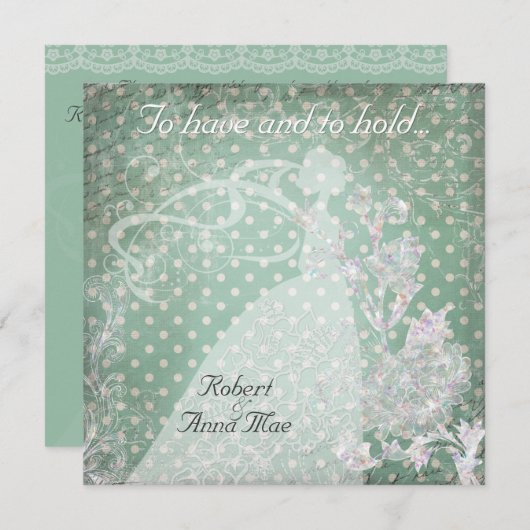 Punkte auf aquamarinem haben und Griff-Hochzeit Einladung (Vorne/Hinten)