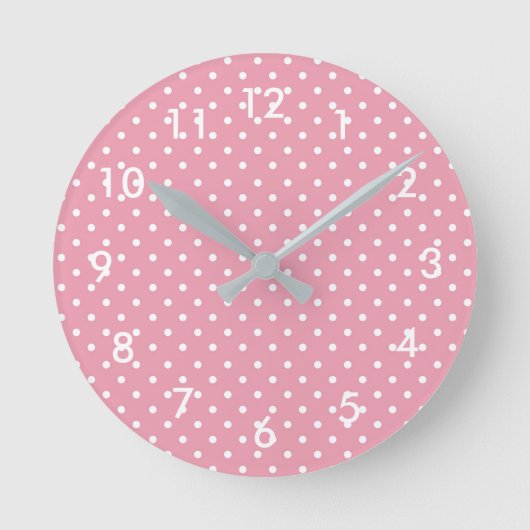 Punkte auf rosa Muster Runde Wanduhr (Vorderseite)