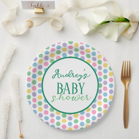 Punkte Babyduschplatte Pappteller (Hochzeit)