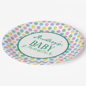 Punkte Babyduschplatte Pappteller (Schrägansicht)