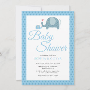 Punkte Elefanten Paare Baby Shower Streusel Einladung