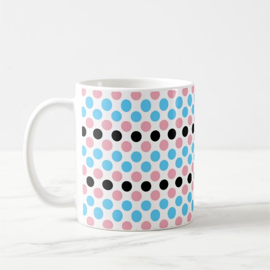 Punkte für die schwarze Transgender-Flag-Farbe Kaffeetasse (Links)