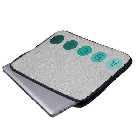 PUNKTE grüne Aqua-Initialen Laptopschutzhülle (Vorne Knopf)