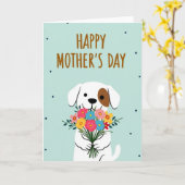 Punkte-Hund-Sträußchen Grußkarte Karte (Gelbe Blume)