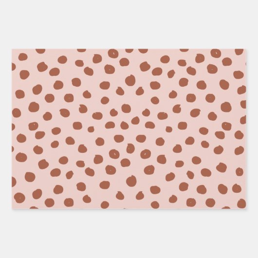 Punkte in Pfirsich- und Braunen Dalmatiner-Spots Geschenkpapier Set (Vorderseite 2)