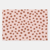 Punkte in Pfirsich- und Braunen Dalmatiner-Spots Geschenkpapier Set (Vorderseite)