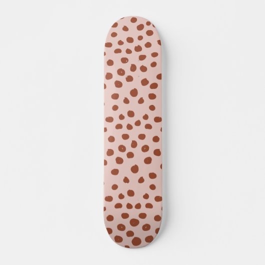 Punkte in Pfirsich- und Braunen Dalmatiner-Spots Skateboard (Vorne)