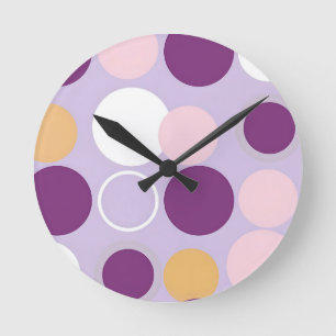 Punkte-Kreis-Retro-Muster Runde Wanduhr