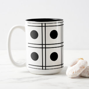Punkte-Kreis Schwarz-Weiß-Karamuster Zweifarbige Tasse