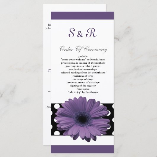 Punkte lila Hochzeitsprogramm Programm (Vorne/Hinten)